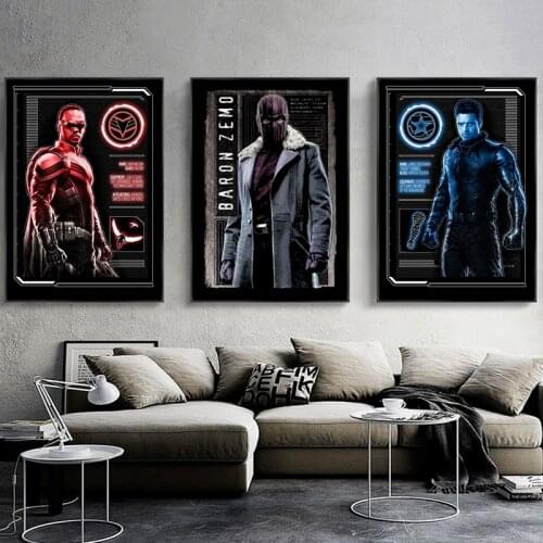 Marvel Superhero The Falcon Winter Soldier Posters Hit American TV Series Canvas Painting Prints Wall Art for Living Room Decor
