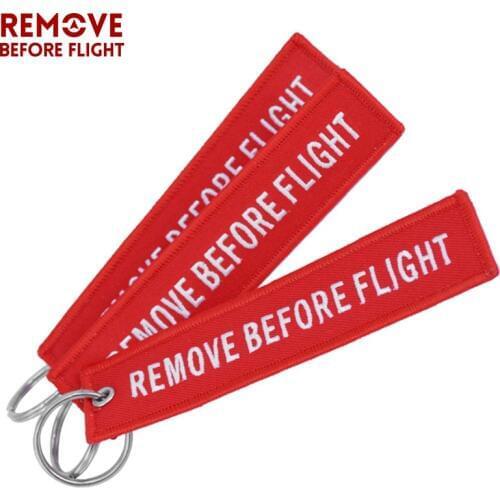 Remove Before Flight Keychain Aviation Gift Car Key Chain Key Tag Label Red Embroidery Key Fobs OEM Keychain Jewelry 3 Pcs/Lot