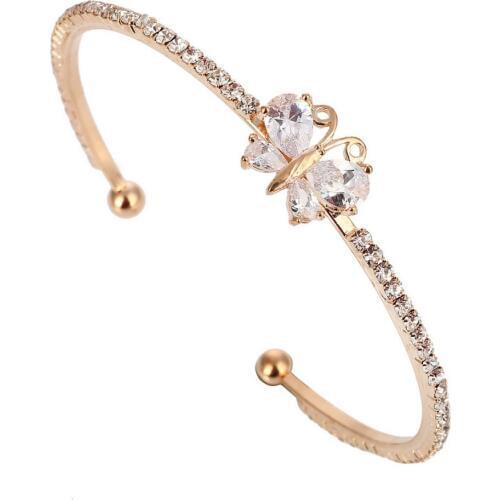 ZOSHI OL Style Cubic Zirconia butterfly Fashion Golden Plated Charm Bracelets & Bangles Crystal Jewelry Gift For Women Jewelry