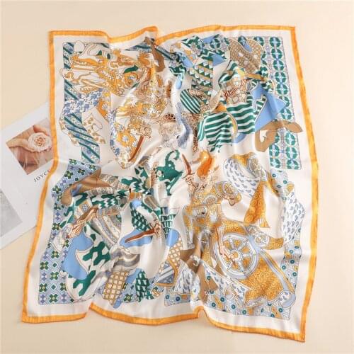 2021 Lady Twill Silk Scarf Print Hair Band Square Bag Scarves Female Bandana Head Wraps Women Hijab Neckerchief Fashion Foulard