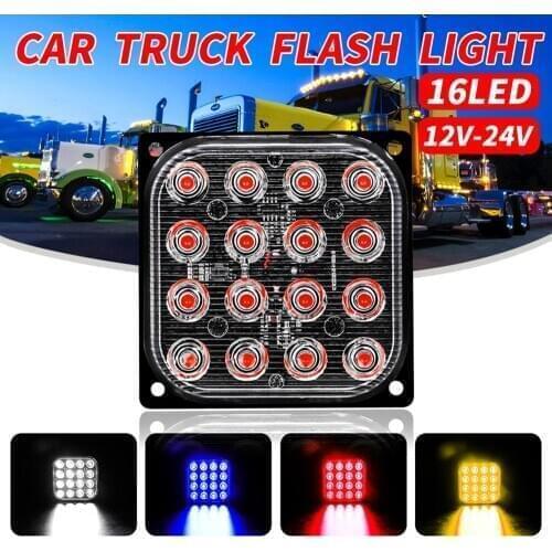 2pcs Car 12V 24V Square Lamp LED Work Light Spotlight Car Headlight 16-LED Work Light Flood Offroad Driving Lights