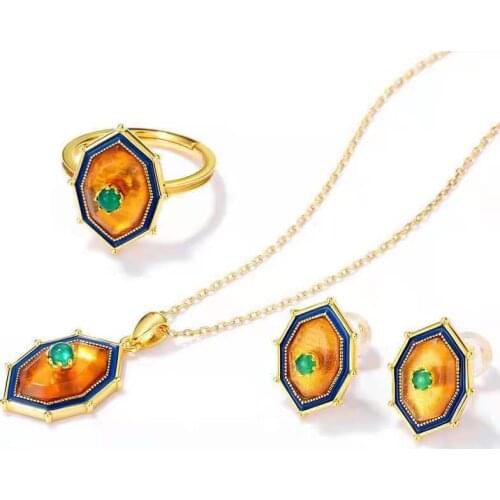 2021 Classic Vintage Hot Seller Easter And Christmas Enamel Drop Egg Jewelry Set , Rings Are Available
