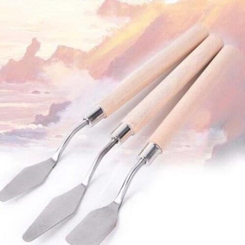3Pcs Professional Stainless Steel Artist Painting Palette Knife Kit Spatula Paint Art Craft Clay Tools