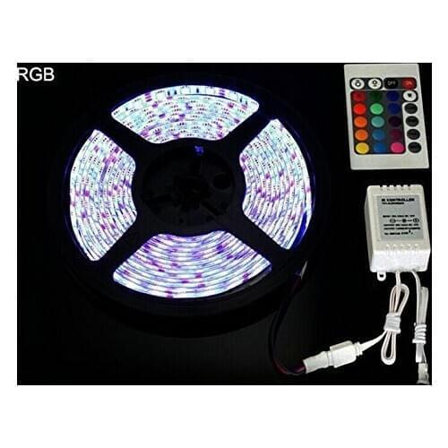 5m RGB 3528 LED Strip +Controller DC12V 300leds No-waterproof Light Flexible Ribbon Tape 24 Key controller