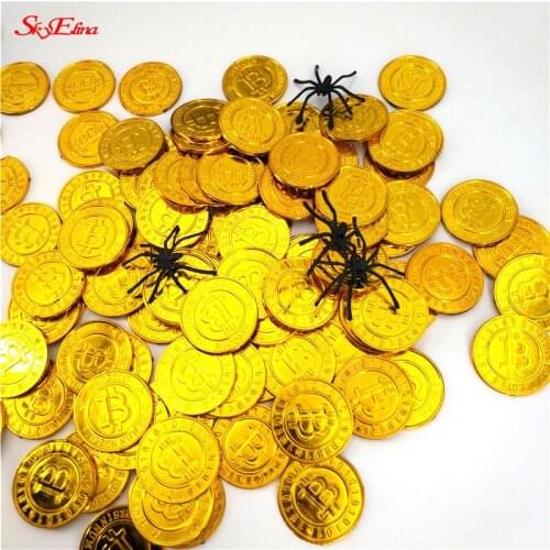 50/100pcs Plastic Gold Plated Physical Bitcoins Bit Coin Physical Metal Antique Imitation Coin Art Collection 6ZHH263