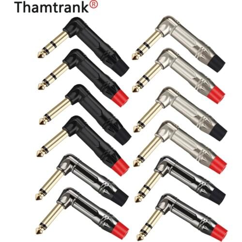 50pcs/lot 6.35mm Right Angle Male Plug Mono/Stereo Jack Wire Connector Guitar Microphone MIC Audio Connector Factory Wholesales