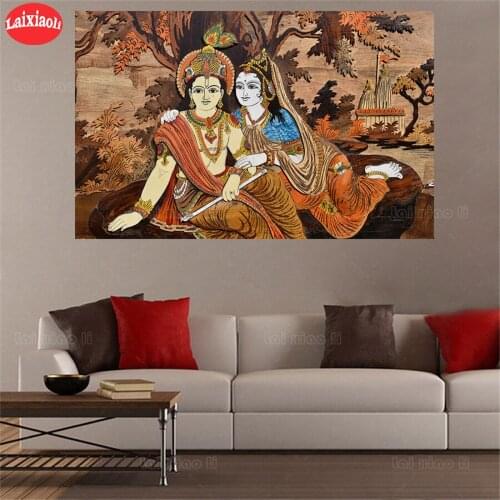 5d diy diamond painting Large size Wall painting Krishna and Radha arts full square round diamond embroider for