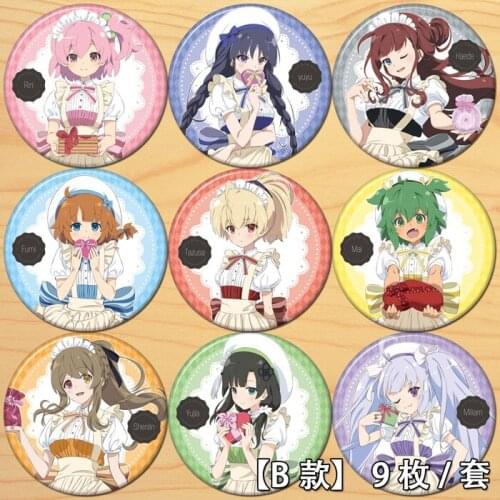 Anime Assault Lily BOUQUET Housemaid Ver Figure 7536 Badge Round Brooch Pin Gifts Kids Collection Toy