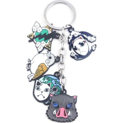 Anime Demon Slayer Metal Keychain Kimetsu no Yaiba Tanjirou Nezuko Agatsuma Zenitsu Figure Pendant Keyring Cosplay Jewelry