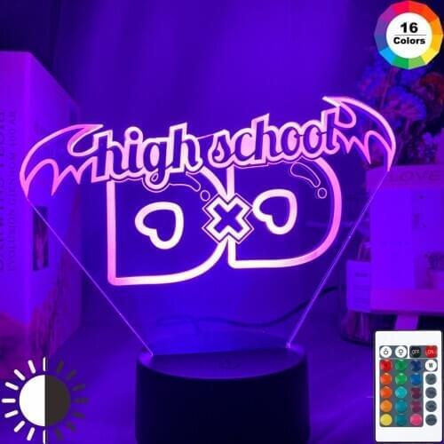 Anime High School DxD Led Night Light for Dorm Decoration Atmosphere Color Changing Led Gift Bedroom Table Lamp Highschool DxD