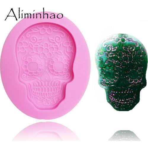 B0567 Sugarcraft Halloween skull Silicone molds fondant mold cake decorating tools chocolate gumpaste mold