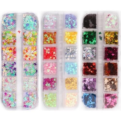 Nail Art Butterfly Star Heart Circle Sequins DIY Glitter Flakes Manicure Decor Nail Sequins Decoration Design Ultrathin Sequins