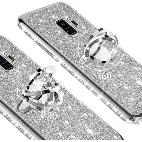Diamond Glitter Bling 360 Ring Phone Case For Samsung Galaxy A70 A50 A30 A20 A10 A7 2018 A51 A71 5G A21S M01 A21 A31 A41 Cover