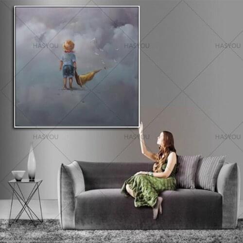 Child canvas painting Hand painted canvas oil painting modern abstract home christmas decoracion Wall Pictures for living room