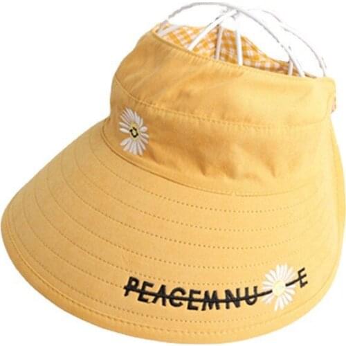 Children 's Sun Hat Summer Anti Ultraviolet Cartoon Flower Open Top Sun Hat Boy Girl Outdoor Beach Wide Brim Baby Hat