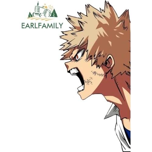 EARLFAMILY 13cm x 6cm Bakugou My Hero Academia Anime Car Stickers Creative Window Laptop Waterproof Peeker Decal Car Accessories
