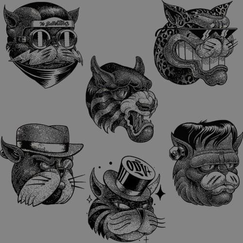 Sketch Wild Animal Patches For Clothes Men Boys Iron On Thermal Stickers Tiger Leopard Cat Heat Transfer Washable Thermo Patch