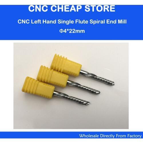 3pcs left hand down cutter spiral single flute CNC router bits 4mm*22mm