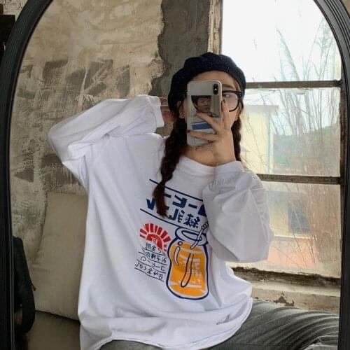 Japan Kawaii Illustration Long-Sleeved T-Shirt For Girls Sweet Korean Harajuku Top Tee Gothic Clothing Woman Bottoming Shirt Y2k