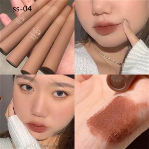 New chestnut color lip glaze lip mud lipstick soft mist velvet cloud matte Waterproof Long Lasting matte makeup lip tools