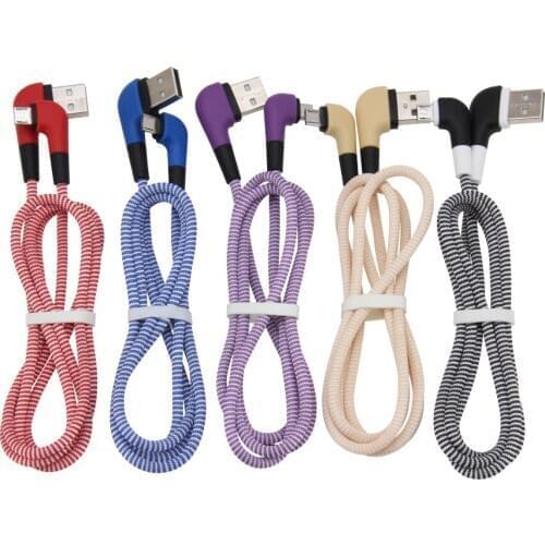 Fast Charging Cable Double Elbow 90 Degree USB C Micro USB Data Cable for All Smart Phones for Type C for Iphone 100pcs/lot