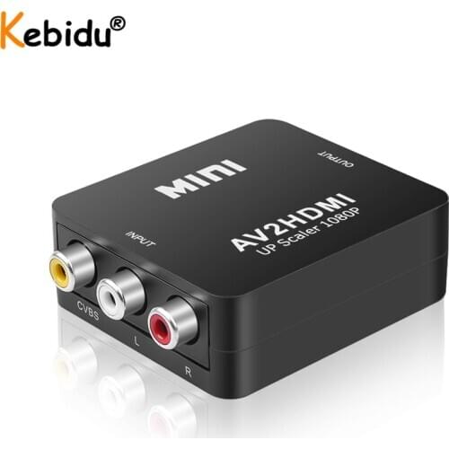 Kebidu AV to HDMI-compatible Converter HD 1080P Audio Adapter Mini Composite RCA Male HDMI-compatible Female AV2HDMI Switch Box