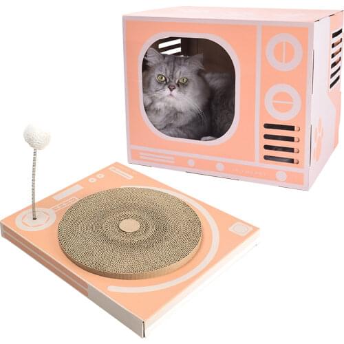 Cat Corrugated Paper Claw Toy TV Phonograph Scratcher Cat Supply Cat Grinding Claw Toy Interactive Cat Scratcher Supplies
