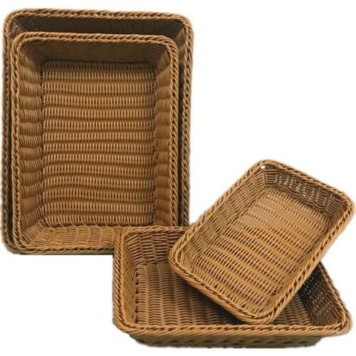 Fruit Storage Basket Candy Dish Rattan Bread Basket Kitchen Food Picnic Sundry Container Hand-woven Bamboo Basket