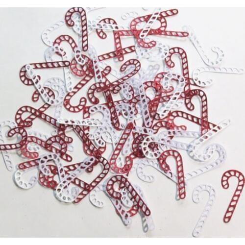 Red & White Glitter Candy Cane Confetti - 1.5" Inch Christmas Holiday Die Cuts Gift Wrapping cft Table decor scrapbook favors