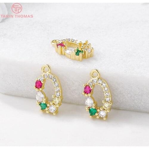 4PCS 7x13MM 24K Gold Color Brass with Zircon Oval Shaped Charm Pendants High Quality DIY Jewelry Making Findings Accessories