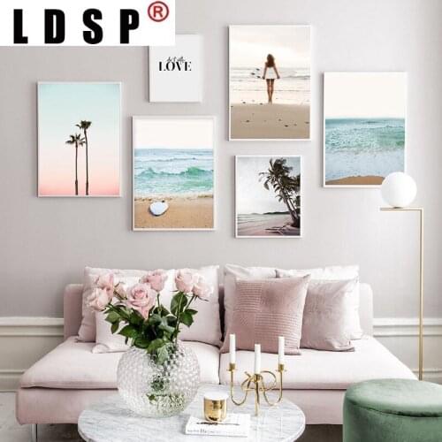 LDSP Bohemia Ocean Sea Beach Coconut Surf Landscape Canvas Painting Wall Art Print Poster Picture Modern Living Home Decor