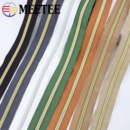 Meetee 2/4/8Meters 5# Nylon Coil Code Zippers Decor DIY Sewing Bags Purse Garment Zip Material Accessories Colorful Available
