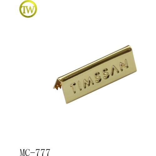 Custom logo letter metal clip iron logo end clip for strap