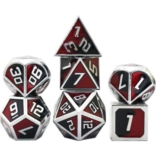 Metal Dice Set 7pcs Polyhedral Mixed Color Effect for D&d Party/Family Games RPG Dados with Bag