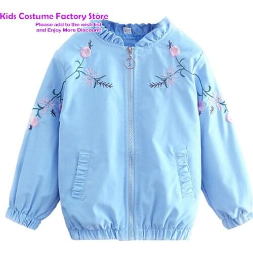 New Childrens Clothing Spring Autumn Windbreaker Baby Jacket For Girls Embroidery Cartoon Kids Zipper Jacket For Kids 1-10Years