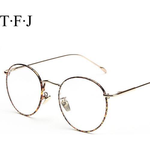 New Designer Woman Glasses Optical Frames Metal Round Glasses Frame Men Clear lens Eyeware Black Gold Pattern Eye Glass