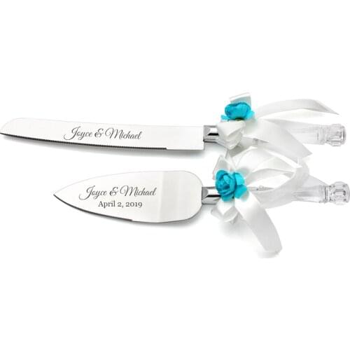 Personalized Wedding Gift For Bride,Pie Knife,Party Cake Knife Server Set With Faux Crystal Handle,Custom Anniversary Favor