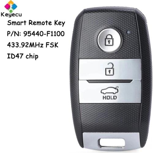 KEYECU Keyless Go Smart Remote Control Key With 3 Buttons 433.92MHz ID47 Chip - FOB for Kia Sportage 2018 2019 P/N: 95440-F1100