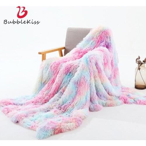 Bubble Kiss Super Soft Flannel Blanket Solid Color Home Bedding Decor Blankets Cover Furry Warm Living Room Sofa Leisure Blanket