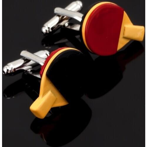 Luxury Fashion jewelry sports men black red table tennis racket cufflinks French shirt sleeve cuff links