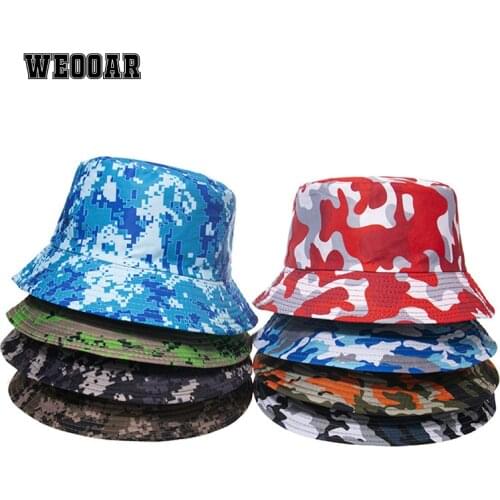 WEOOAR Camouflage Tactical Mens Panama Hat Children Jungle Printed Womens Bucket Hats Fisherman Sun Hip Hop Caps Female MZ169