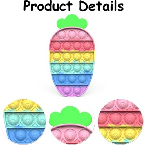 Silicone Carrot Push Bubble Desktop Fun Anti-stress Autism Relaxing Fidget Colorful Children Adult Stress Reliever Fidget Toy
