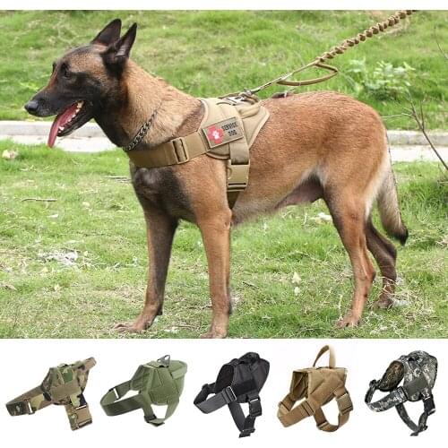 Tactical Dog Harness K9 Working Dog Harness With Leash Adjustable Nylon Dog Collar Vest For Large Dog Supplies