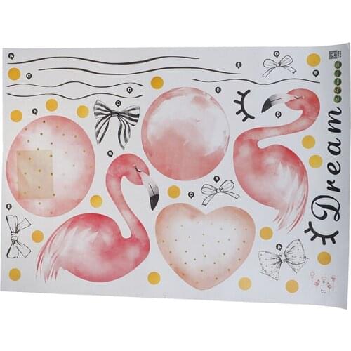 Warm bedroom home decor DIY self-adhesive wardrobe stickers Dormitory girl room decoration flamingo balloon pink wall stickers