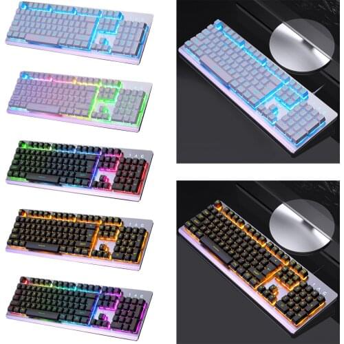 Illuminated USB Wired Typewriter Gaming Keyboard Universal 104 Keys Layout
