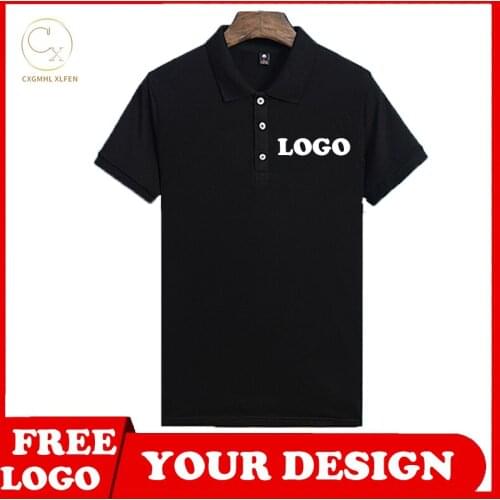 Adult POLO shirt 16 color high-end custom logo office casual tide pure cotton parent-child wear lapel printing DIY text
