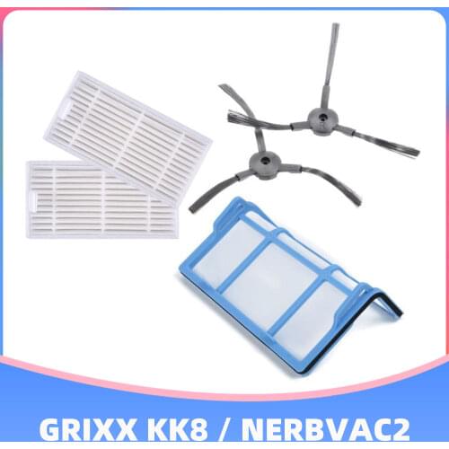 Replacement Side Brush Hepa Filter Primary Filter Kits For GRIXX KK8 / NERBVAC2 Robot Vacuum Cleaner Spaer Parts Accessories
