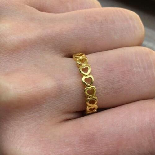 Mini Cute Design Love Heart Pattern Hollow Out Ring For Woman Finger Accessories Student Special Personal Jewelry Girl Gifts