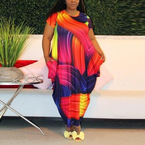 4XL 5XL Plus Size Red Printed Dress Loose Black Women Clothing Pullovers Ankle Length Oversized Fashion Elegant Evening Dresses