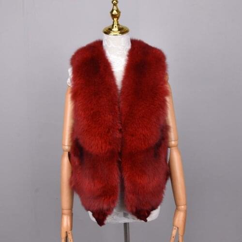 Real Fox Fur Vest Lady Warm Natural Soft Silver Fox Fur Vest Fashion Good Quality Fox Fur Sleeveless Jackets